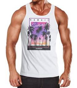 Neverless® Herren Tank-Top Hawaii Summer Schriftzug Palmen Foto-Print Sommer Surfing Muskelshirt Muscle Shirt weiß M von Neverless