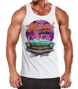 Neverless® Herren Tank-Top Miami Ocean Drive South Beach Oldtimer Muskelshirt Muscle Shirt weiß/orange 3XL von Neverless