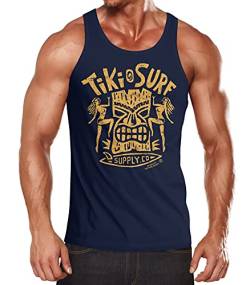 Neverless® Herren Tank-Top Tiki Maske Surf Honolulu Hawaii Beach Supply Sommer Sonne Muskelshirt Muscle Shirt Navy gelb 3XL von Neverless