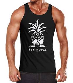 Neverless® Herren Tank-Top Totenkopf Ananas-Trend Bad Karma Skull Sonnenbrille Muskelshirt Muscle Shirt schwarz XL von Neverless