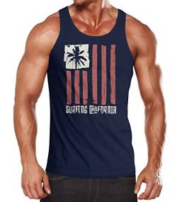 Neverless® Herren Tank-Top USA Amerika Surfing California Flagge Surf Design Retro Printshirt Aufdruck Muskelshirt Muscle Shirt Navy XL von Neverless