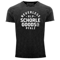 Neverless® Herren Vintage Shirt Pfalz-Schorle Heimat Pfälzer Aufdruck Print Schrift Used Look schwarz XL von Neverless