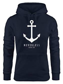 Neverless® Hoodie Damen Anker Nautical Sailor Segeln Kapuzen-Pullover für Frauen Navy L von Neverless
