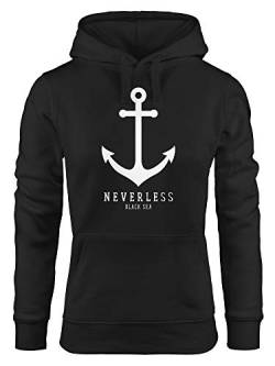 Neverless® Hoodie Damen Anker Nautical Sailor Segeln Kapuzen-Pullover für Frauen schwarz S von Neverless