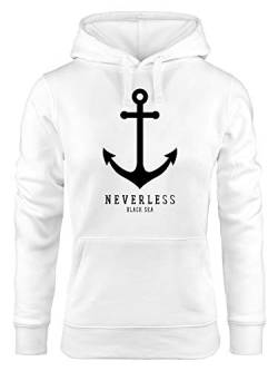 Neverless® Hoodie Damen Anker Nautical Sailor Segeln Kapuzen-Pullover für Frauen weiß L von Neverless