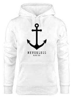 Neverless® Hoodie Damen Anker Nautical Sailor Segeln Kapuzen-Pullover für Frauen weiß M von Neverless