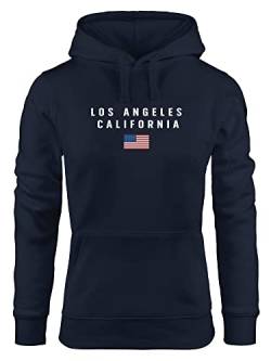 Neverless® Hoodie Damen Bedruckt Schriftzug California Los Angeles USA Amerika Flagge Kapuzen-Pullover Fashion Streetstyle Navy M von Neverless