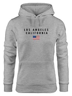 Neverless® Hoodie Damen Bedruckt Schriftzug California Los Angeles USA Amerika Flagge Kapuzen-Pullover Fashion Streetstyle grau L von Neverless