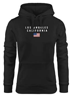 Neverless® Hoodie Damen Bedruckt Schriftzug California Los Angeles USA Amerika Flagge Kapuzen-Pullover Fashion Streetstyle schwarz L von Neverless