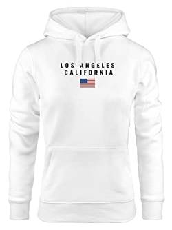 Neverless® Hoodie Damen Bedruckt Schriftzug California Los Angeles USA Amerika Flagge Kapuzen-Pullover Fashion Streetstyle weiß L von Neverless