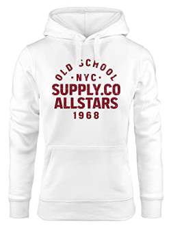 Neverless® Hoodie Damen Bedruckt Schriftzug Oldschool NYC New York City Allstars Kapuzen-Pullover Fashion Streetstyle weiß-rot M von Neverless