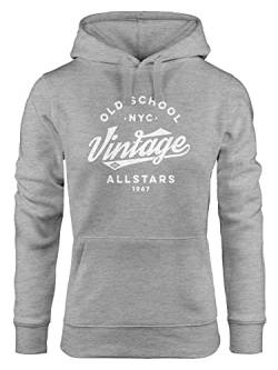 Neverless® Hoodie Damen College Style Schriftzug Oldschool Vintage Allstars Kapuzen-Pullover Fashion Streetstyle grau L von Neverless