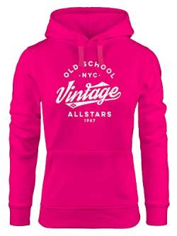 Neverless® Hoodie Damen College Style Schriftzug Oldschool Vintage Allstars Kapuzen-Pullover Fashion Streetstyle pink M von Neverless