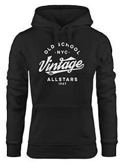 Neverless® Hoodie Damen College Style Schriftzug Oldschool Vintage Allstars Kapuzen-Pullover Fashion Streetstyle schwarz XS von Neverless