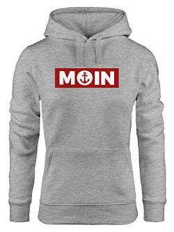 Neverless® Hoodie Damen Moin norddeutsch Morgen Anker Print Aufdruck Kapuzen-Pullover Frauen Fashion Streetstyle grau L von Neverless