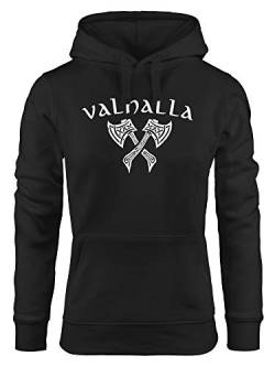 Neverless® Hoodie Damen Valhalla Axt nordische Mythologie Wikinger Print Aufdruck Kapuzen-Pullover Fashion Streetstyle schwarz S von Neverless