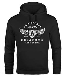 Neverless® Hoodie Herren Print US Airforce Oklahoma Aviator Kapuzen-Pullover Männer schwarz 4XL von Neverless