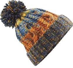 Neverless® Strickmütze Herren Grobstrick Bunt Bommel Bunt Winter-Mütze orange Unisize von Neverless