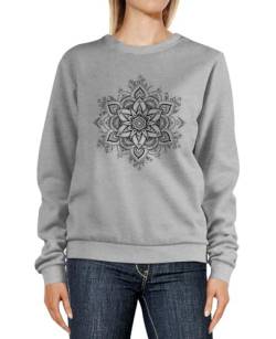 Neverless® Sweatshirt Damen Aufdruck Mandala Ethno Boho Ornament Rundhals-Pullover Pulli Sweater grau-Melange XXL von Neverless