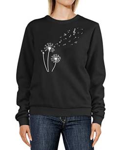 Neverless® Sweatshirt Damen Pusteblume Musiknoten Noten Musik Löwenzahn Dandelion Rundhals-Pullover Pulli Sweater schwarz M von Neverless