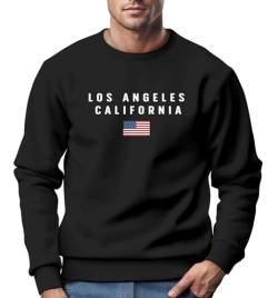 Neverless® Sweatshirt Herren Bedruckt Schriftzug California Los Angeles USA Amerika Flagge Rundhals-Pullover schwarz XXL von Neverless