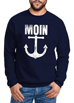 Neverless® Sweatshirt Herren Moin Anker Retro Print Aufdruck Maritim Nordisch Rundhals-Pullover Fashion Streetwear Navy 4XL von Neverless