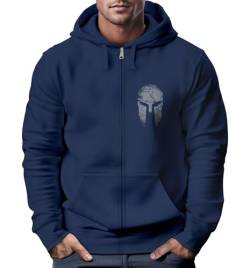 Neverless® Zip-Hoodie Herren Sparta Sweatjacke Kapuze Print Aufdruck Motiv Zipjacke Männer Fashion Streetstyle Navy M von Neverless