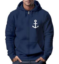 Neverless® Zip-Hoodie Herren Sweatjacke mit Kapuze Anker Logo Print Männer Fashion Streetstyle Navy XXL von Neverless