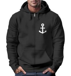 Neverless® Zip-Hoodie Herren Sweatjacke mit Kapuze Anker Logo Print Männer Fashion Streetstyle schwarz 4XL von Neverless