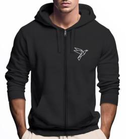 Neverless® Zip-Hoodie Herren Sweatjacke mit Kapuze Polygon Print Vogel Origami Motiv Männer Fashion Streetstyle schwarz L von Neverless