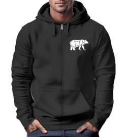 Neverless® Zip-Hoodie Sweatjacke mit Kapuze Wandern Bär Line-Art Print Aufdruck Zipjacke Männer Fashion Streetstyle Polygon 1 schwarz 4XL von Neverless