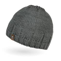 Neverless® gefütterte Strickmütze für Herren, Mütze mit Fleece Futter, Winter-Mütze grau Unisize von Neverless