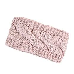 Neverless® warmes Damen Strick-Stirnband Fleece Futter Zopfmuster Ohrenschutz Haarband Knite Headband rosa unisize von Neverless