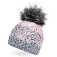 Neverless Bommelmütze Damen Strick-Mütze gefüttert Fleece-Innenfutter Fell-Bommel Kunstfell Winter-Mütze Bommelmütze Zopfmuster mehrfarbig Neverless® von Neverless