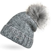 Neverless Bommelmütze Warme Strickmütze Damen Wintermütze Bommelmütze Trendfarben melange gefüttert mit Bommel Neverless® von Neverless