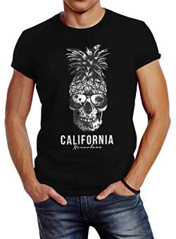 Neverless Cooles Herren T-Shirt Pineapple Skull Sonnenbrille Ananas Totenkopf Slim Fit schwarz 4XL von Neverless