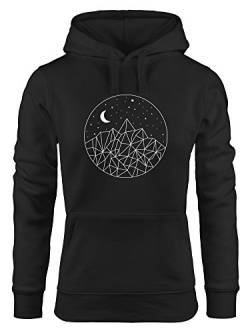 Neverless Hoodie Damen Berge und Sterne Polygon Sweatshirt Kapuze Kapuzenpullover schwarz L von Neverless