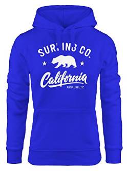 Neverless Hoodie Damen California Republic Bear Bär Sommer Surfing Kapuzen-Pullover blau L von Neverless