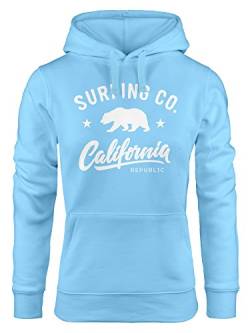 Neverless Hoodie Damen California Republic Bear Bär Sommer Surfing Kapuzen-Pullover hellblau L von Neverless