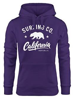 Neverless Hoodie Damen California Republic Bear Bär Sommer Surfing Kapuzen-Pullover lila L von Neverless