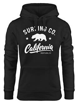 Neverless Hoodie Damen California Republic Bear Bär Sommer Surfing Kapuzen-Pullover schwarz S von Neverless