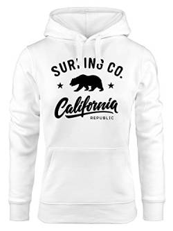 Neverless Hoodie Damen California Republic Bear Bär Sommer Surfing Kapuzen-Pullover weiß L von Neverless