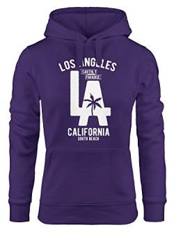 Neverless Hoodie Damen Los Angeles California LA Palme Sweatshirt Kapuze Kapuzenpullover lila XL von Neverless