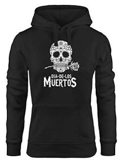 Neverless Hoodie Damen Sugar Skull Dia De Los Muertos Totenkopf mit Blumen Kapuzen-Pullover Frauen schwarz L von Neverless