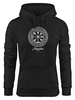 Neverless Hoodie Damen Wikinger Symbol Runen Wegweiser Kapuzen-Pullover Frauen schwarz XL von Neverless