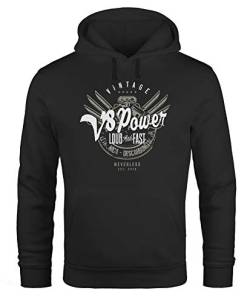 Neverless Hoodie Herren V8 Power Motor Block Tuning Kapuzen-Pullover Männer schwarz XXL von Neverless