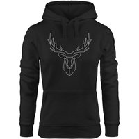 Neverless Hoodie Hoodie Damen Aufdruck Hirsch Geweih Polygon Motiv Print Fashion Kapuzen-Pullover Neverless® von Neverless