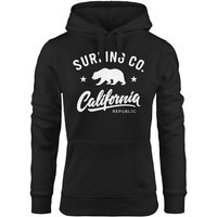 Neverless Hoodie Hoodie Damen California Republic Bear Bär Sommer Surfing Kapuzen-Pullover Neverless® von Neverless