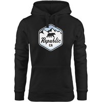 Neverless Hoodie Hoodie Damen Republic California Bär Berge Wappen Print Aufdruck Kapuzen-Pullover Fashion Streetstyle Neverless® von Neverless