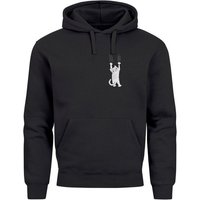 Neverless Hoodie Hoodie Herren Aufdruck Katze Cat Logo lustig Kapuzen-Pullover Männer F von Neverless